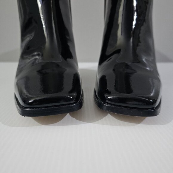 NEW Paige Farah Ankle Boot Womens 9.5 Black Patent Leather Square Toe Block Heel - Picture 6 of 15